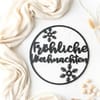 Türkranz Fröhliche Weihnachten Türschild, Wanddeko modern, Weihnachtskranz schwarz rund mit Schneeflocken, Weihnachtsdekoration - Bild 3