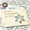 Geldgeschenk Weihnachten Wunscherfüller – Holzkarte mit Gravur Schneeflocke – personalisierte Geschenkidee – Geldverpackung Weihnachten Holz - Bild 2