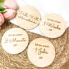 Meilensteinkarten Baby aus Holz rund | 13-teiliges Set | Baby Meilensteine 1–12 Monate | Babyfoto Requisite | Geschenk zur Geburt - Bild 2