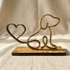 Line Art Hund aus Holz mit Holzplattform – moderne Hunde-Deko, Geschenk für Hundeliebhaber, optional personalisierbar, handgemacht - Bild 3
