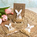 Hasenpost zu Ostern – Handgefertigte 3D-Osterkarte mit Hase im Nest