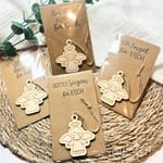 Schutzengel Anhänger aus Holz mit Spruchkarte – Engel Geschenk zur Taufe, Kommunion, Konfirmation oder als Dankeschön