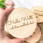 Meilensteinkarten Baby aus Holz rund | 13-teiliges Set | Baby Meilensteine 1–12 Monate | Babyfoto Requisite | Geschenk zur Geburt