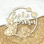 Osterkranz Holz Frohe Ostern, Türkranz Osterhase, Fensterbild Ostern, Holz Anhänger Osterdeko