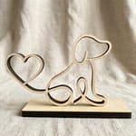 Line Art Hund aus Holz mit Holzplattform – moderne Hunde-Deko, Geschenk für Hundeliebhaber, optional personalisierbar, handgemacht