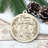 Christbaumschmuck Weihnachtsheld – Holzanhänger mit Bär und Spruch – Ansicht 1
