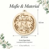 Christbaumschmuck Weihnachtsheld – Holzanhänger mit Bär und Spruch – Ansicht 2
