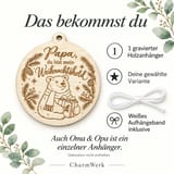 Christbaumschmuck Weihnachtsheld – Holzanhänger mit Bär und Spruch – Ansicht 4