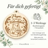 Christbaumschmuck Weihnachtsheld – Holzanhänger mit Bär und Spruch – Ansicht 5