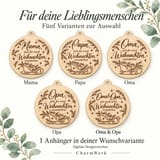 Christbaumschmuck aus Holz – Schlitten mit Familienspruch – Ansicht 3
