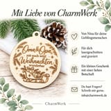 Christbaumschmuck aus Holz – Schlitten mit Familienspruch – Ansicht 7
