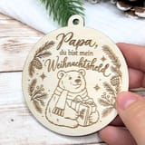Christbaumschmuck Weihnachtsheld – Holzanhänger mit Bär und Spruch – Ansicht 8