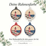 Rahmenfarben Schwarz, Weiß, Rot und Blau als Farbvorschau für das maritime Dreierset