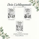 Eine Übersicht zeigt drei schematische Gravurvorschläge für Wimpel mit den Motiven Schneegestöber, Lichterglanz und Frohes Fest.