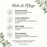 Pflegehinweise für die Holzkugel: trocken aufbewahren, sanft reinigen und sicher dekorieren.