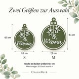 Größenvergleich: S 5,2 × 6,5 cm und M 7,2 × 9,1 cm, jeweils 0,4 cm stark.