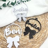 Christbaumkugel mit Name und Schleife aus PLA – personalisierter Weihnachtsanhänger Bild 13