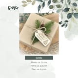 Maßübersicht des Holz-Geschenkanhängers mit Öse.