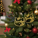 Katzenkopf-Weihnachtsanhänger mit Name aus PLA – personalisierter Baumschmuck mit Schneeflocken Bild 8