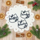 Katzenkopf-Weihnachtsanhänger mit Name aus PLA – personalisierter Baumschmuck mit Schneeflocken Bild 9