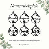 Namensbeispiele für Weihnachtskugeln mit Stiefelmotiv