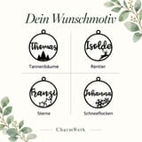 Übersicht der Weihnachtsmotive für personalisierte Kugeln