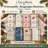 Infografik Wintergrüße mit Motivübersicht der Reagenzglas-Brettchen und Downloadangaben