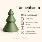 Infografik zum Tannenbaum-Download mit weißem Weihnachtsbaum