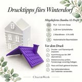 CharmWerk-Drucktipps: PLA, 0,4-mm-Düse, 0,28-mm-Schichten, zwei Wandlinien, acht Prozent Infill und Baumstützen