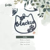 Katzenkopf-Weihnachtsanhänger mit Name aus PLA – personalisierter Baumschmuck mit Schneeflocken Bild 2