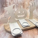 Halloween-Teelichthalter aus Holz – Ansicht 2