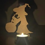 Halloween-Teelichthalter aus Holz – Ansicht 3