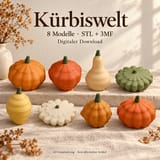 Kürbiswelt – 8 Kürbisformen als STL & 3MF – Ansicht 1
