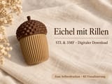 Geschlossene Eicheldose mit gerilltem Körper und braunem Deckel
