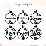 Personalisierte Christbaumkugel mit Namen – Motiv Stiefel & Sterne - 3D gedruckte Weihnachtsbaum Dekoration – Ansicht 5
