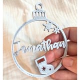 Personalisierte Christbaumkugel mit Namen – Motiv Stiefel & Sterne - 3D gedruckte Weihnachtsbaum Dekoration – Ansicht 14