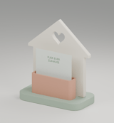 Geldgeschenk-Haus mit mintfarbener Basis und rosa Halter