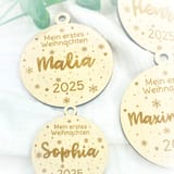 Christbaumkugel personalisiert - Mein erstes Weihnachten - Weihnachtsbaumanhänger aus Holz - Weihnachtsbaumschmuck - Weihnachtsbaumkugel – Ansicht 5
