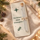 Reagenzglas-Geschenkkarte Ein kleines Stück Winterglück mit Sternmotiv