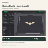 Bambu-Studio-Vorschau der Fledermaus mit Druckangaben