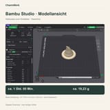 Bambu-Studio-Vorschau des Hexenhuts mit Druckangaben
