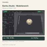 Bambu-Studio-Vorschau des Halloween-Kürbisses mit Druckangaben