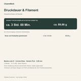Infografik zu Druckdauer und Filament: Hexenhut-Dose mit Deckel