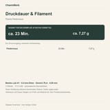 Infografik zu Druckdauer und Filament: Fledermaus