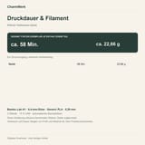 Infografik zu Druckdauer und Filament: Halloween-Geist