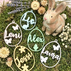 Personalisierte Osteranhänger mit Name | 3D-gedrucktes Osterei | Osterdeko Anhänger für Osterkorb & Osternest