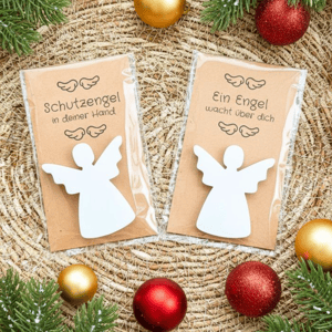 Engel Geschenkkarte – 3D gedruckter Schutzengel und Karte aus Kraftpapier mit Spruch - Kleines Mitbringsel