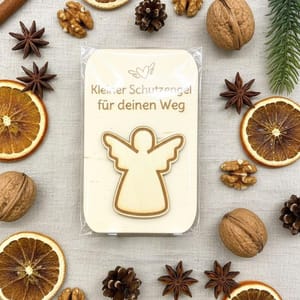 Schutzengel aus Holz -  Geschenk personalisiert – kleines Mitbringsel Mutmacher Glücksbringer – Geschenkidee Taufe Prüfung Abschied