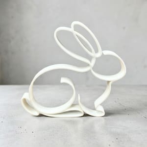 Osterdeko Hase Line Art – moderne Hasenfigur in Weiß, minimalistische Frühlingsdeko, Skandi/Boho Dekoobjekt, Tischdeko & Regaldeko