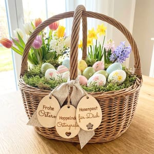Ostergruß Anhänger aus Holz – 3er Set – Osterkorb Dekoration – Ostergeschenk – handgemacht